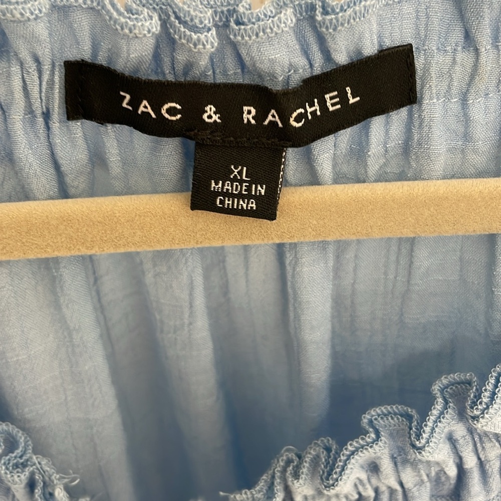 Zac & Rachel XL baby blue blouse with intricate detail on sleeves and bodice - Picture 3 of 6